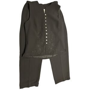 Susan Bristol Womens’s Size 10 Vtg Black Button Up Vest Shell Buttons Pant Set